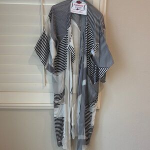 Elizabeth and James Monochrome Striped Kimono